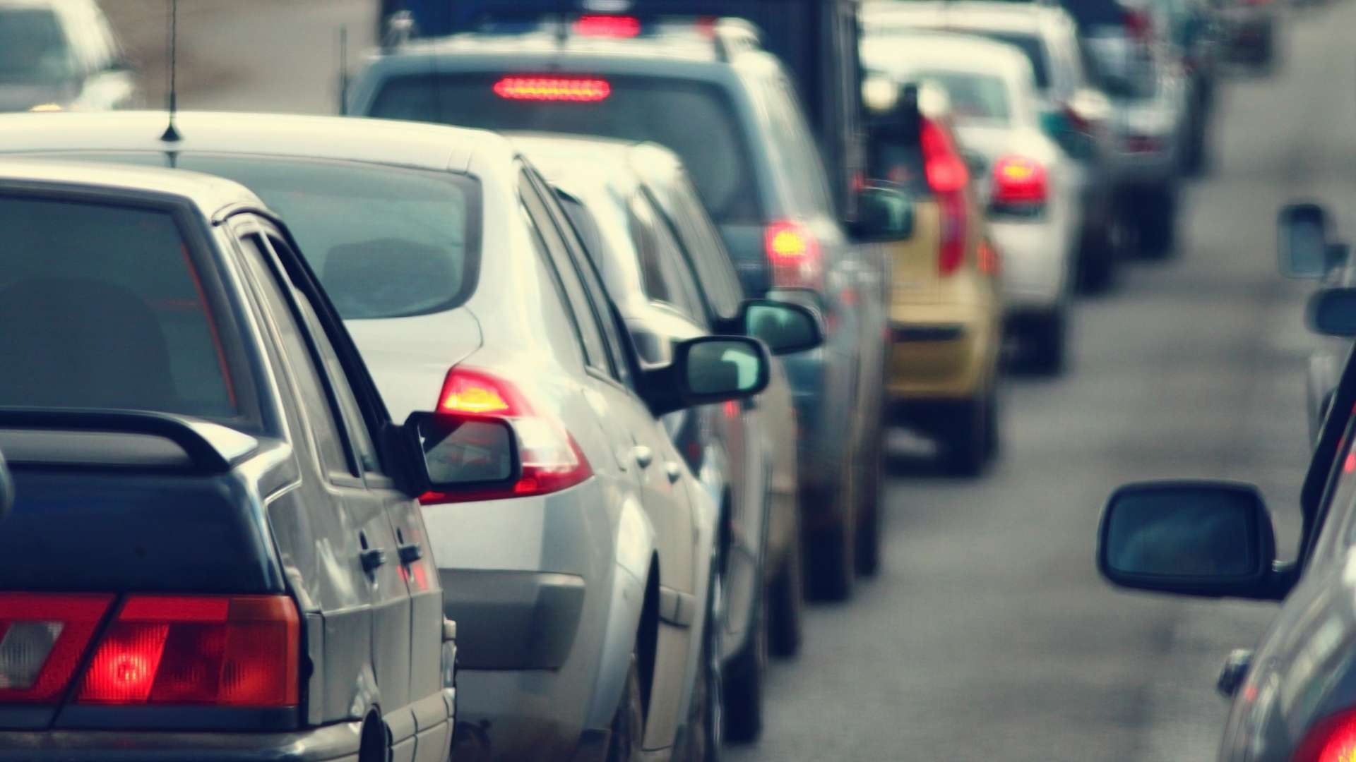 cars stopped in a traffic jam